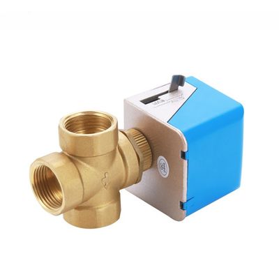 電動水変流器 3 方向制御 DN20 ブラス扇風機コイルユニットのための電動ゾーンバルブ