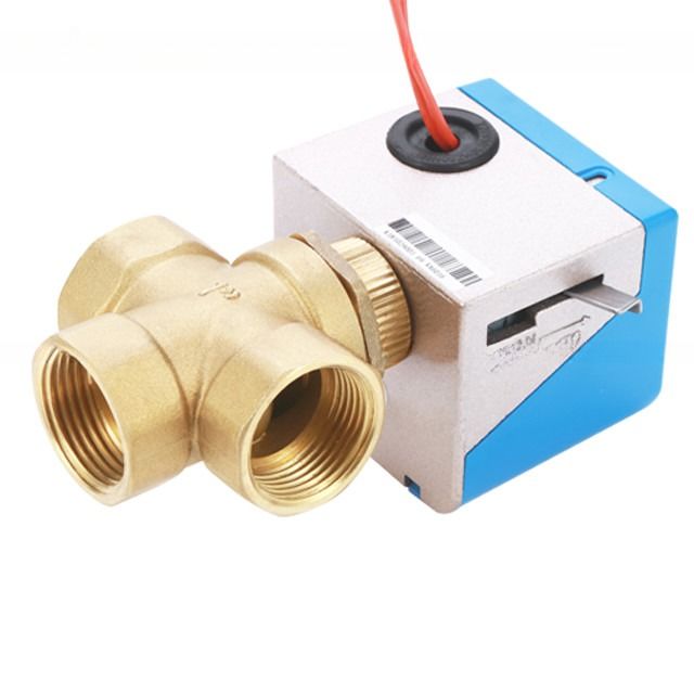 電動水変流器 3 方向制御 DN20 ブラス扇風機コイルユニットのための電動ゾーンバルブ
